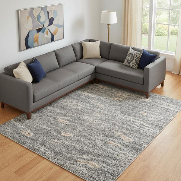 HomeRoots 9' X 12' Floral Area Rug in Ivory, Blue & Coral - Washable, UV-Protected, Stain-Resistant Design 688491