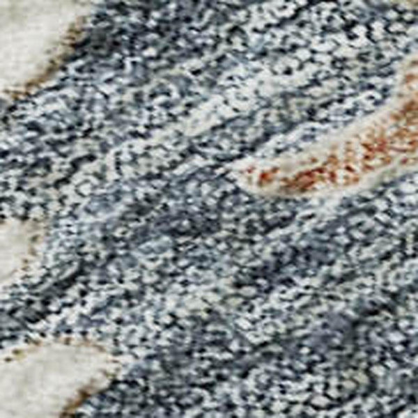 HomeRoots 9' X 12' Floral Area Rug in Ivory, Blue & Coral - Washable, UV-Protected, Stain-Resistant Design 688491