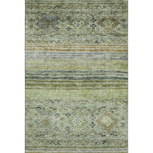 HomeRoots 10' X 14' Artichoke Green, Blue & Beige Abstract Geometric Washable Area Rug with UV Protection 688504