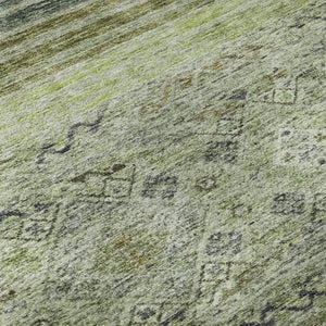 HomeRoots 10' X 14' Artichoke Green, Blue & Beige Abstract Geometric Washable Area Rug with UV Protection 688504