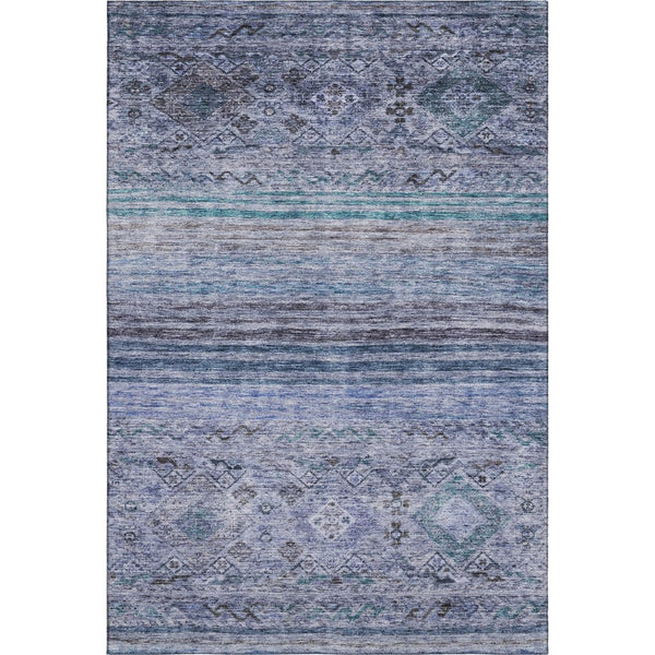 HomeRoots 10' X 14' Washable Abstract Geometric Area Rug in Blue, Charcoal & Gray - UV Protected & Easy Care! 688510