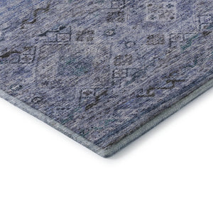 HomeRoots 10' X 14' Washable Abstract Geometric Area Rug in Blue, Charcoal & Gray - UV Protected & Easy Care! 688510