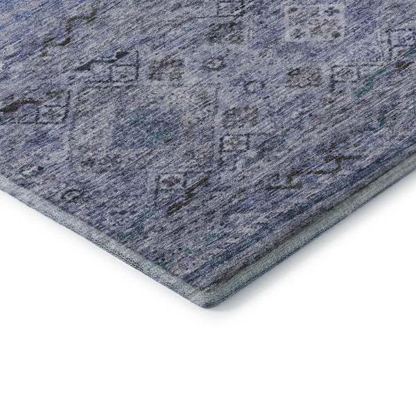 HomeRoots 10' X 14' Washable Abstract Geometric Area Rug in Blue, Charcoal & Gray - UV Protected & Easy Care! 688510