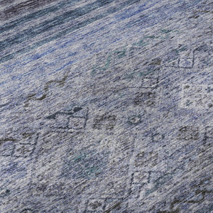 HomeRoots 10' X 14' Washable Abstract Geometric Area Rug in Blue, Charcoal & Gray - UV Protected & Easy Care! 688510