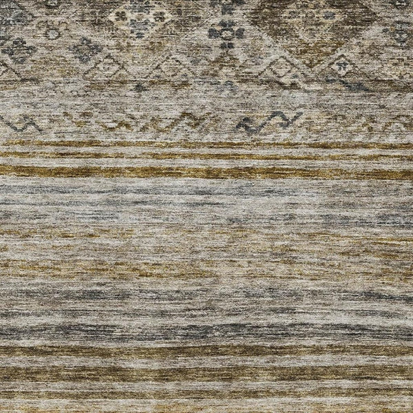 HomeRoots 8' X 10' Washable Abstract Geometric Area Rug in Brown, Beige & Blue with UV Protection & Stain Resistance 688514