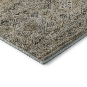 HomeRoots 9' X 12' Stylish Brown Beige Blue Abstract Geometric Area Rug - Washable, UV Protected, Durable Design 688515