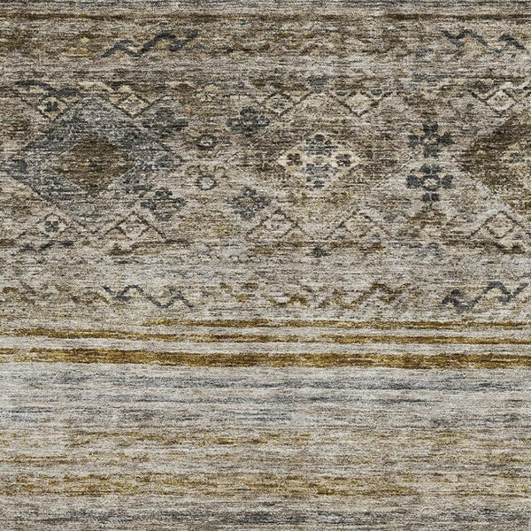 HomeRoots 9' X 12' Stylish Brown Beige Blue Abstract Geometric Area Rug - Washable, UV Protected, Durable Design 688515