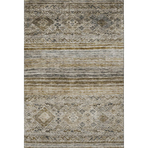 HomeRoots 9' X 12' Stylish Brown Beige Blue Abstract Geometric Area Rug - Washable, UV Protected, Durable Design 688515