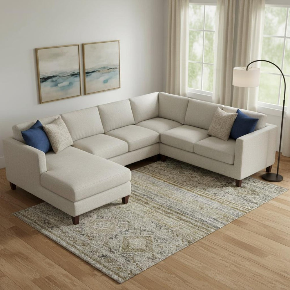 HomeRoots 10' X 14' Washable Area Rug in Brown, Beige & Blue – Durable, Stain Resistant & UV Protected Design 688516