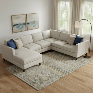 HomeRoots 10' X 14' Washable Area Rug in Brown, Beige & Blue – Durable, Stain Resistant & UV Protected Design 688516