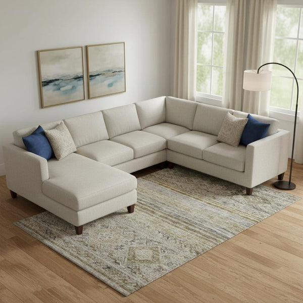 HomeRoots 10' X 14' Washable Area Rug in Brown, Beige & Blue – Durable, Stain Resistant & UV Protected Design 688516