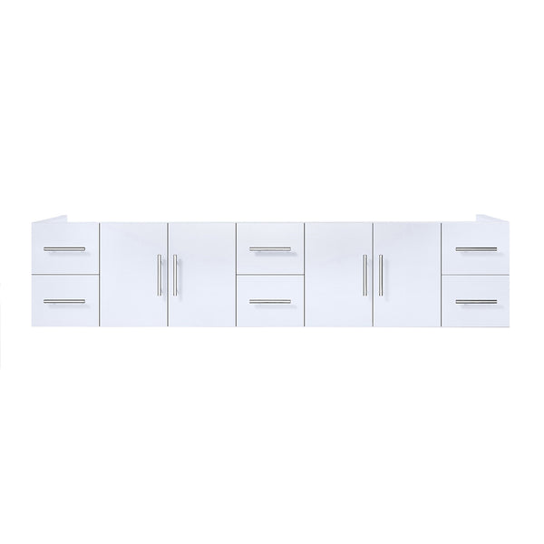 English Elm Glossy White Double Bath Vanity 84-in Width, Solid Wood Frame, Soft-Close Drawers, 6-Drawer Storage Elegance B2731P258547