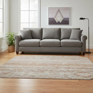 HomeRoots 8' Stylish Copper Gray & Beige Abstract Round Rug - Washable, UV Protected, Perfect for Any Space! 688519