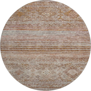 HomeRoots 8' Stylish Copper Gray & Beige Abstract Round Rug - Washable, UV Protected, Perfect for Any Space! 688519