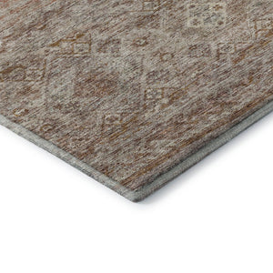 HomeRoots 8' Stylish Copper Gray & Beige Abstract Round Rug - Washable, UV Protected, Perfect for Any Space! 688519