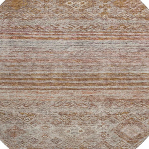 HomeRoots 8' Stylish Copper Gray & Beige Abstract Round Rug - Washable, UV Protected, Perfect for Any Space! 688519
