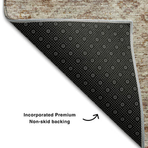 HomeRoots 8' X 10' Copper Gray Beige Abstract Area Rug – Washable, UV Protected, Stain Resistant for Busy Homes 688520