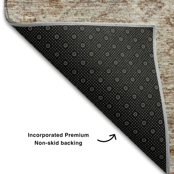 HomeRoots 8' X 10' Copper Gray Beige Abstract Area Rug – Washable, UV Protected, Stain Resistant for Busy Homes 688520