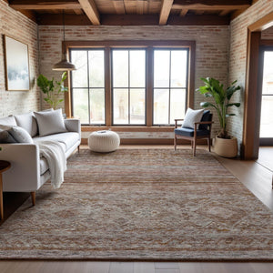 HomeRoots 10' Copper Gray and Beige Abstract Geometric Washable Area Rug with UV Protection for Busy Homes 688522