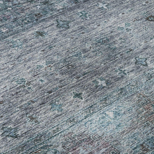 HomeRoots 10' X 14' Blue and Gray Tribal Area Rug - Washable, UV Protected, Soft & Durable for High-Traffic Spaces 688528