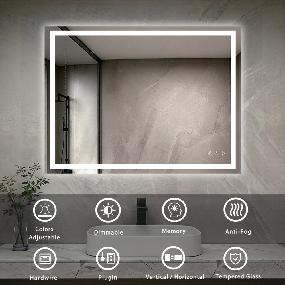 English Elm 48" X 36" Led Vanity Mirror Dimmable Anti-fog Front Back Lit Bathroom Wall W1920P493141