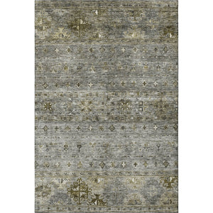 HomeRoots 5' X 8' Stylish Pewter Olive Green Beige Tribal Area Rug – Washable, UV-Protected, Durable Design! 688536