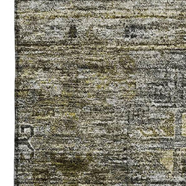 HomeRoots 8' X 10' Stylish Pewter Olive Green Tribal Area Rug – Washable, UV Protected & Stain Resistant! 688538