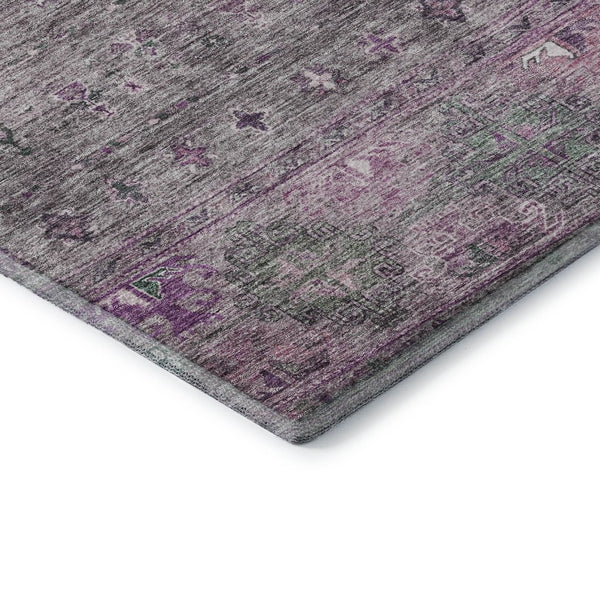 HomeRoots 9' X 12' Purple and Gray Tribal Washable Area Rug - Durable, Stylish, Stain-Resistant with UV Protection 688545