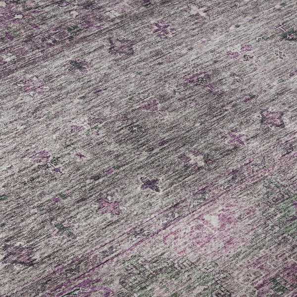 HomeRoots 9' X 12' Purple and Gray Tribal Washable Area Rug - Durable, Stylish, Stain-Resistant with UV Protection 688545