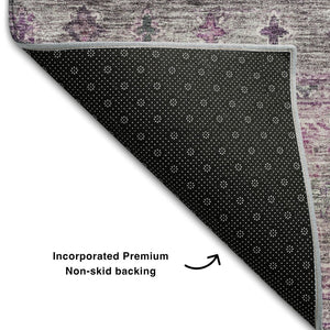 HomeRoots 10' X 14' Tribal Purple and Gray Washable Area Rug with UV Protection for Modern Spaces & Durability 688546