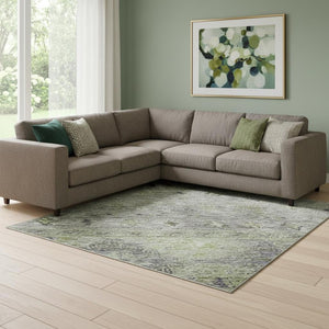 HomeRoots 8' X 10' Sage Silver & Purple Tribal Area Rug - Stylish, Durable, UV Protected & Easy-Care Design 688550