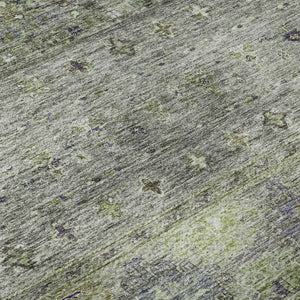 HomeRoots 8' X 10' Sage Silver & Purple Tribal Area Rug - Stylish, Durable, UV Protected & Easy-Care Design 688550