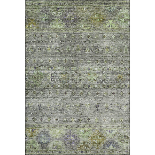 HomeRoots 9' X 12' Tribal-Inspired Sage Silver & Purple Washable Area Rug with UV Protection & Durability 688551