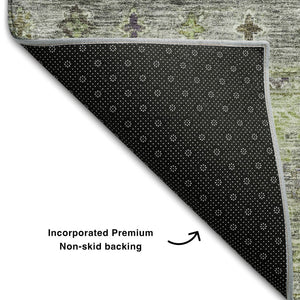 HomeRoots 9' X 12' Tribal-Inspired Sage Silver & Purple Washable Area Rug with UV Protection & Durability 688551