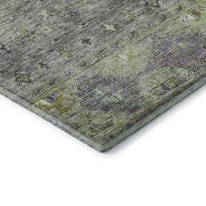 HomeRoots 9' X 12' Tribal-Inspired Sage Silver & Purple Washable Area Rug with UV Protection & Durability 688551