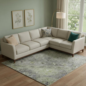 HomeRoots 10' X 14' Tribal Area Rug in Sage, Silver & Purple - Washable, UV-Protected, Kid & Pet Friendly! 688552