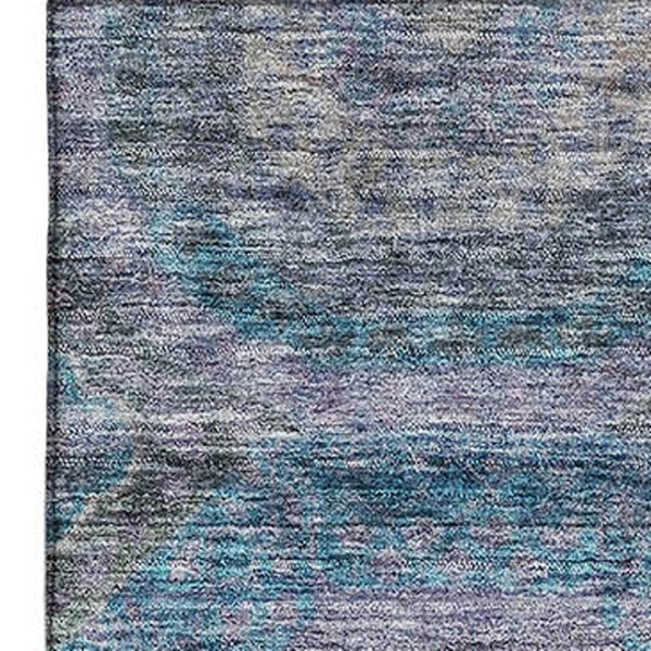 HomeRoots 5' Stylish Blue Gray Silver Geometric Area Rug - Washable, UV Protected & Family-Friendly Design 688554