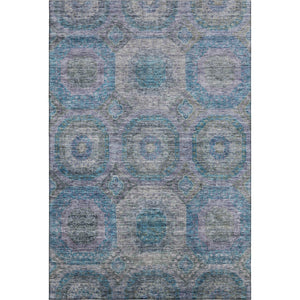 HomeRoots 8' X 10' Stylish Blue Gray & Silver Geometric Washable Area Rug with UV Protection for Modern Spaces 688556