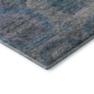 HomeRoots 8' X 10' Stylish Blue Gray & Silver Geometric Washable Area Rug with UV Protection for Modern Spaces 688556