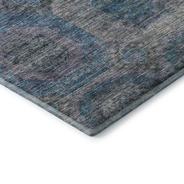 HomeRoots 8' X 10' Stylish Blue Gray & Silver Geometric Washable Area Rug with UV Protection for Modern Spaces 688556