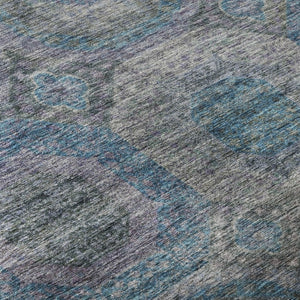 HomeRoots 8' X 10' Stylish Blue Gray & Silver Geometric Washable Area Rug with UV Protection for Modern Spaces 688556