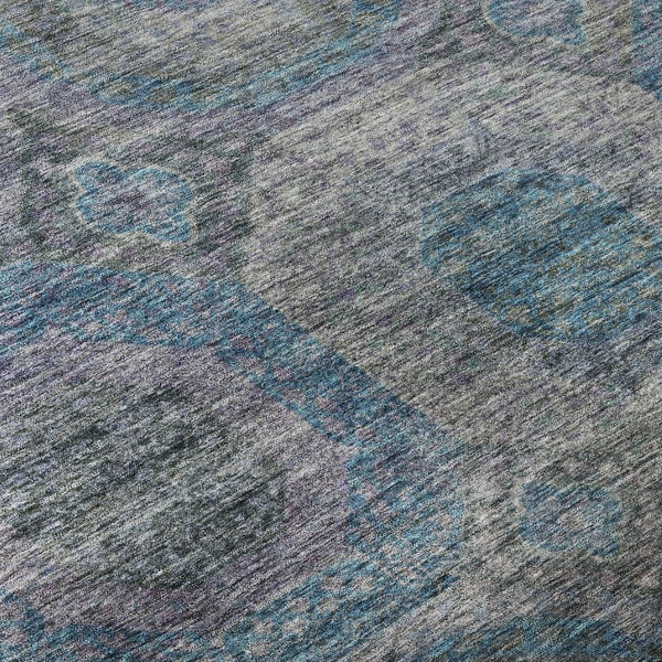 HomeRoots 8' X 10' Stylish Blue Gray & Silver Geometric Washable Area Rug with UV Protection for Modern Spaces 688556