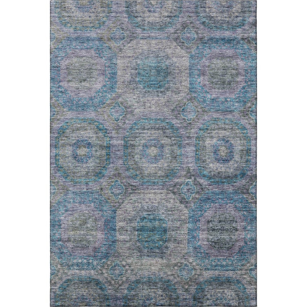 HomeRoots 8' X 10' Stylish Blue Gray & Silver Geometric Washable Area Rug with UV Protection for Modern Spaces 688556