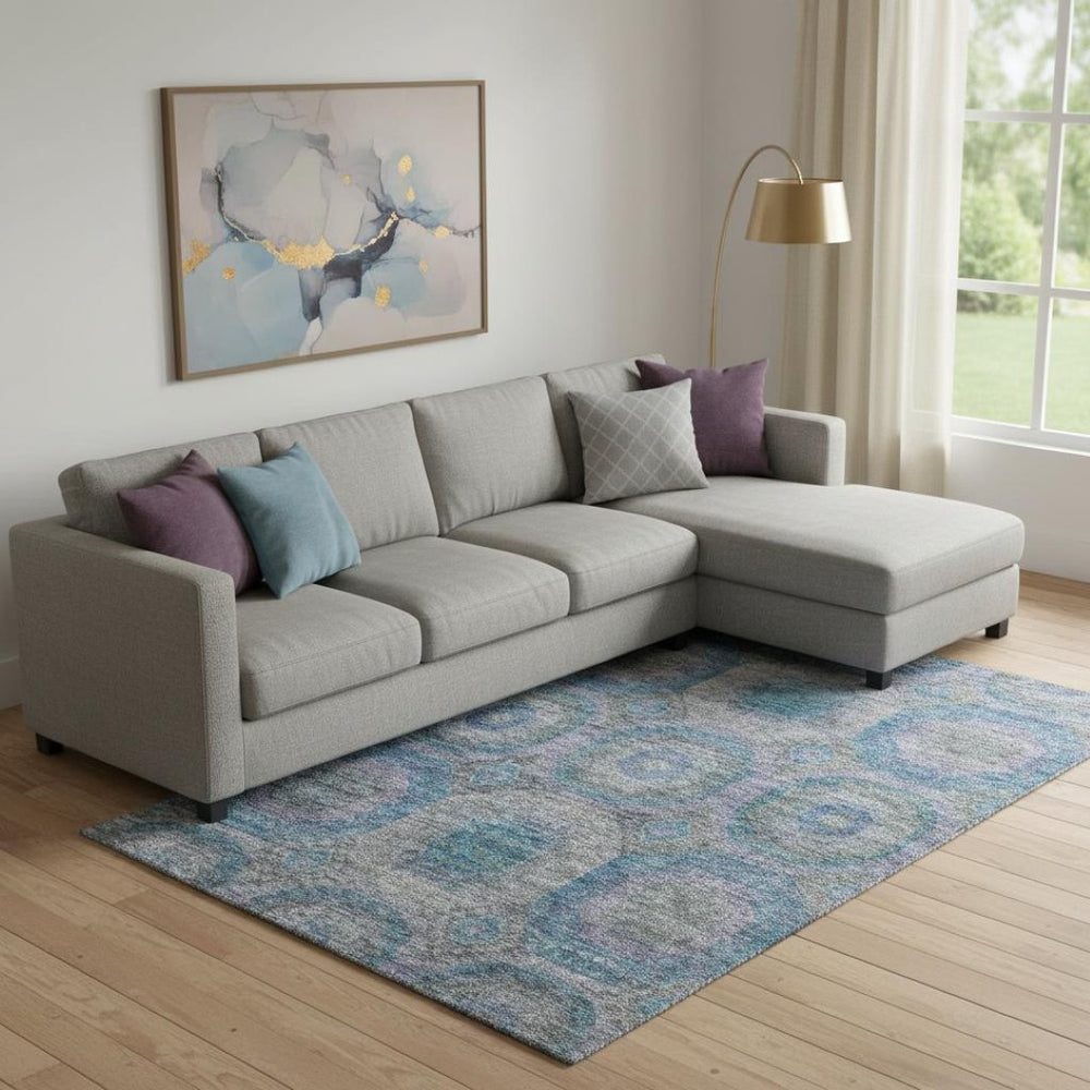 HomeRoots 9' X 12' Modern Blue Gray Silver Geometric Area Rug - Washable, UV Protected & Easy Care Design! 688557