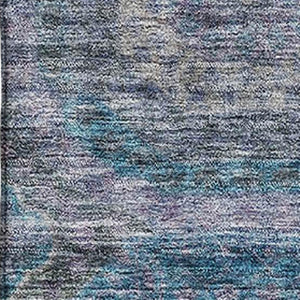 HomeRoots 10' Modern Blue-Gray & Silver Geometric Washable Area Rug with UV Protection for High Traffic Spaces 688558