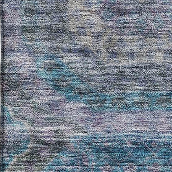 HomeRoots 10' Modern Blue-Gray & Silver Geometric Washable Area Rug with UV Protection for High Traffic Spaces 688558