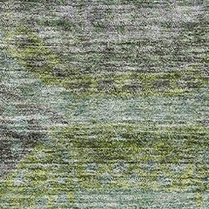 HomeRoots 8' X 10' Olive Green Gray Silver Geometric Area Rug - Stylish, Washable, UV-Protected & Durable 688562