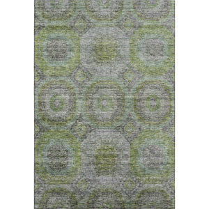 HomeRoots 10' Olive Green, Gray & Silver Geometric Washable Area Rug - UV Protected for High-Traffic Homes 688564