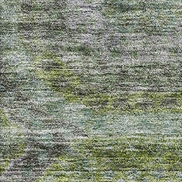 HomeRoots 10' Olive Green, Gray & Silver Geometric Washable Area Rug - UV Protected for High-Traffic Homes 688564