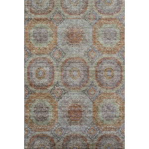 HomeRoots 9' X 12' Geometric Washable Area Rug in Rust, Charcoal & Beige - UV Protected & Stain-Resistant Design 688569
